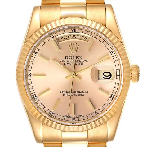 mens rolex president day-date 36mm yellow gold watch